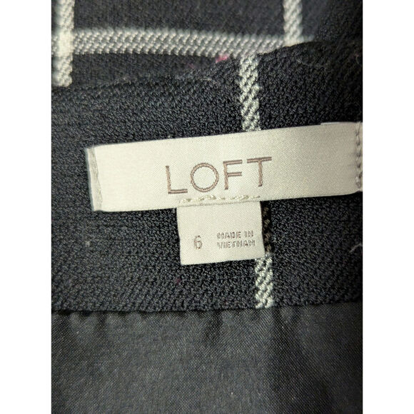 LOFT! ADORABLE BLACK AND WHITE PLAID SKIRT, DOUBLE WAIST "BELT" DETAIL! SZ 6 - Picture 6 of 8